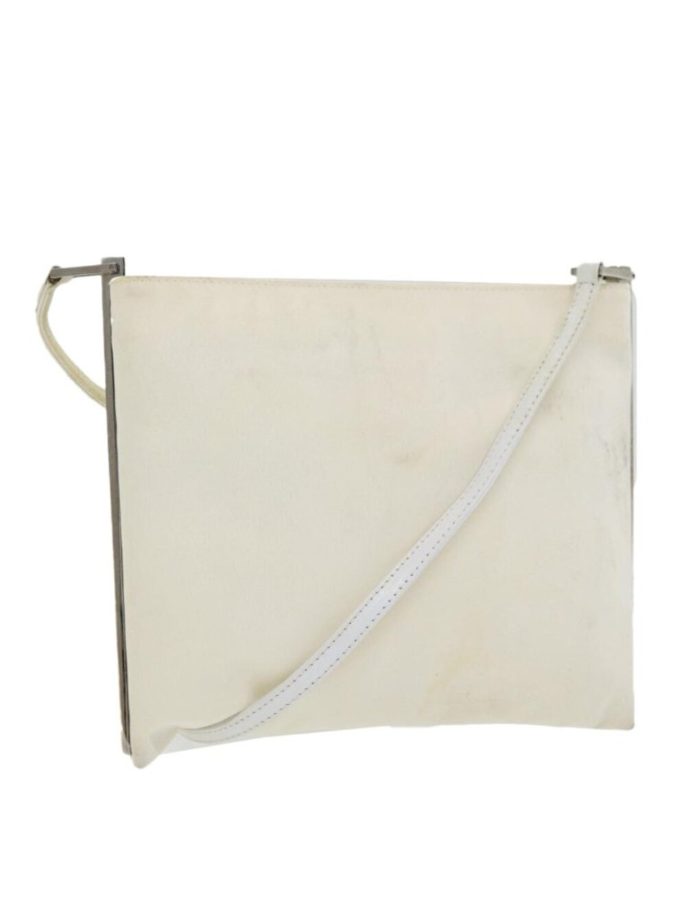 FENDI Shoulder Bag Nylon White Silver